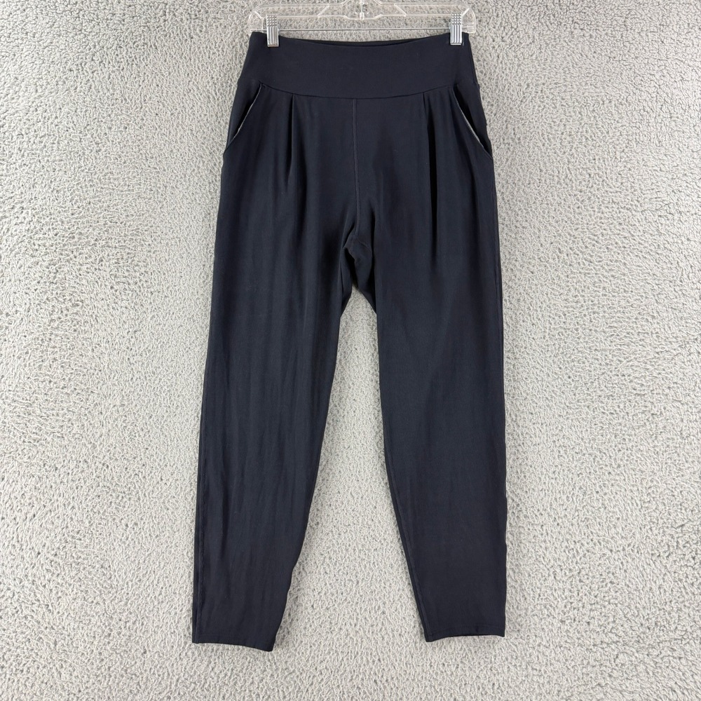 Vuori Villa Jogger Pants Womens M Black Ribbed Pleated High Rise Pull On VW479